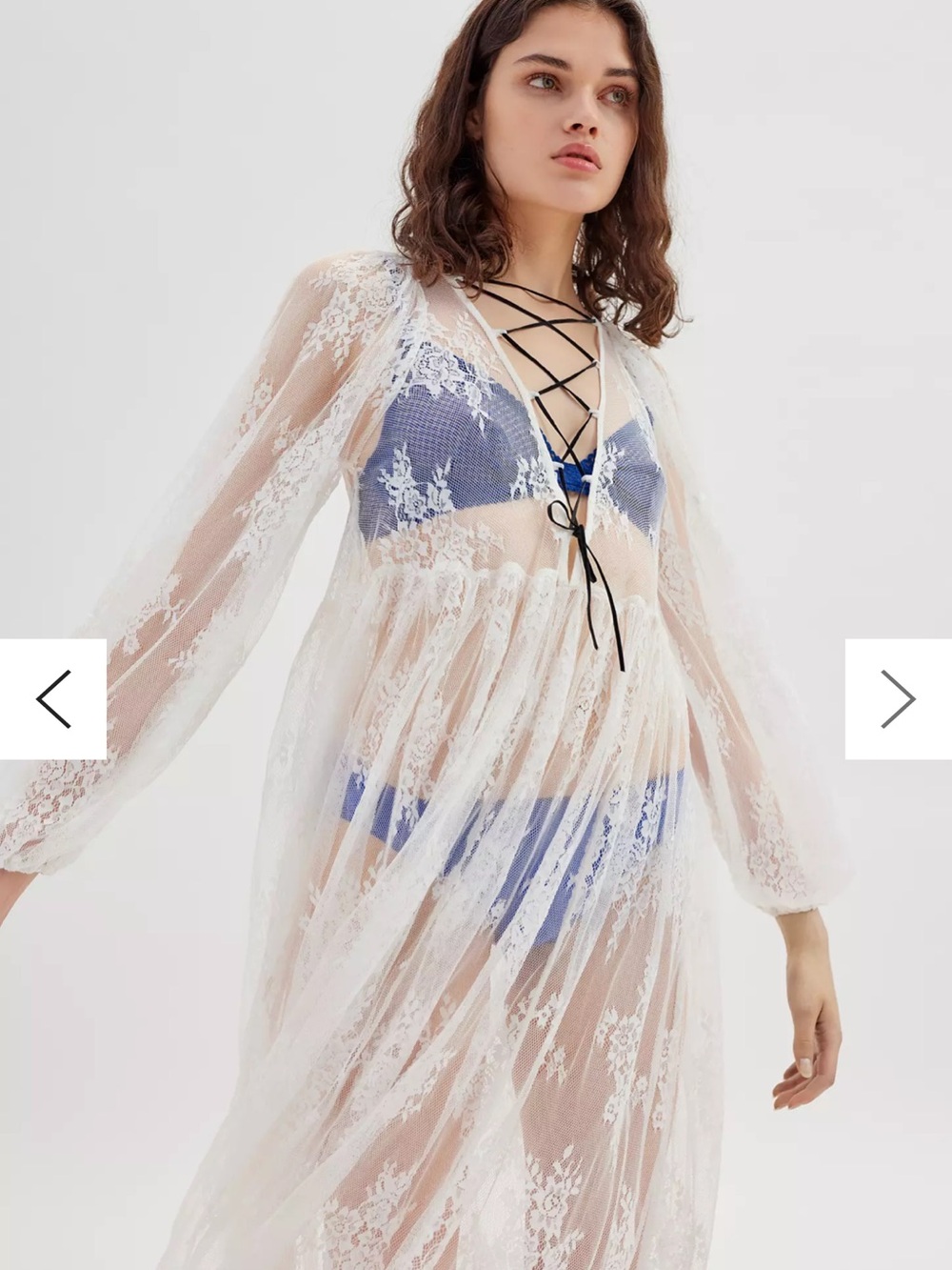 Urban Outfitters White Sheer Lace Cover-Up with Black Trim
